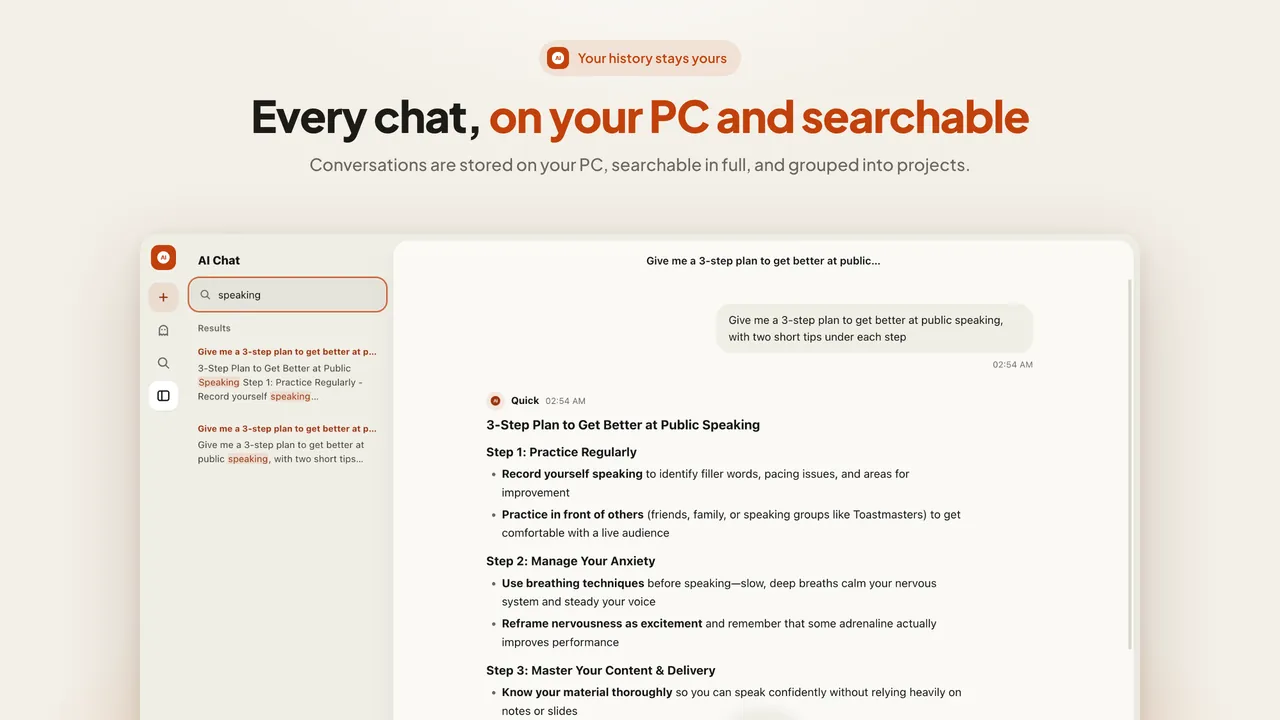 AI Chat searching all chats for a word
